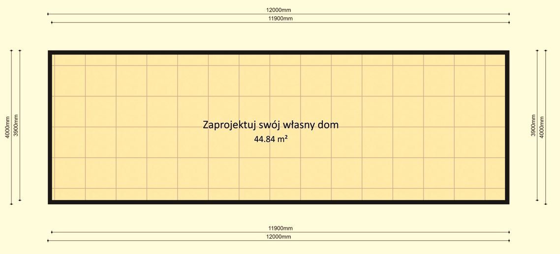 Dom modułowy APOLLO 4m x 12m Wariant podstawowy - Plan pusty z wymiarami Dom modułowy APOLLO 4m x 12m Wariant podstawowy - Plan pusty z wymiarami