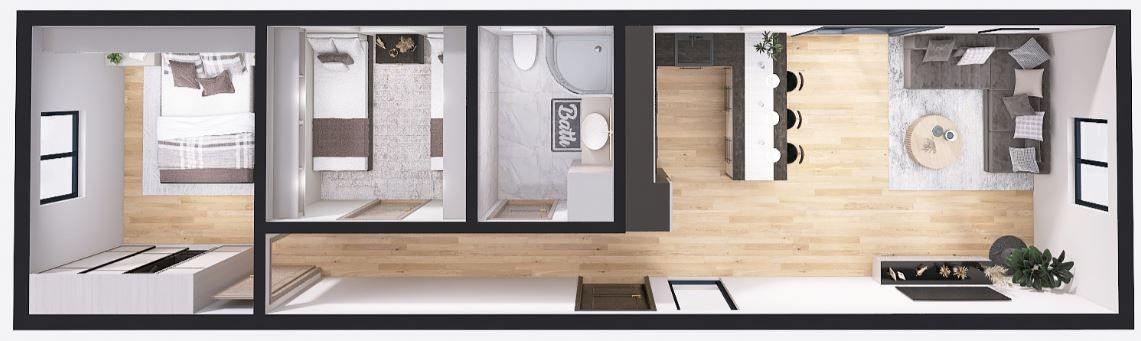 Dom modułowy POSEJDON 4m x 14m Wariant A - Wizualizacja Dom modułowy POSEJDON 4m x 14m Wariant A - Wizualizacja