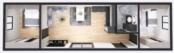 Dom modułowy POSEJDON 4m x 14m Wariant C - Wizualizacja