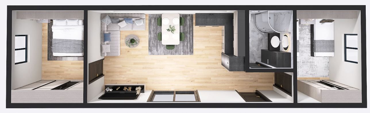 Dom modułowy POSEJDON 4m x 14m Wariant C - Wizualizacja Dom modułowy POSEJDON 4m x 14m Wariant C - Wizualizacja