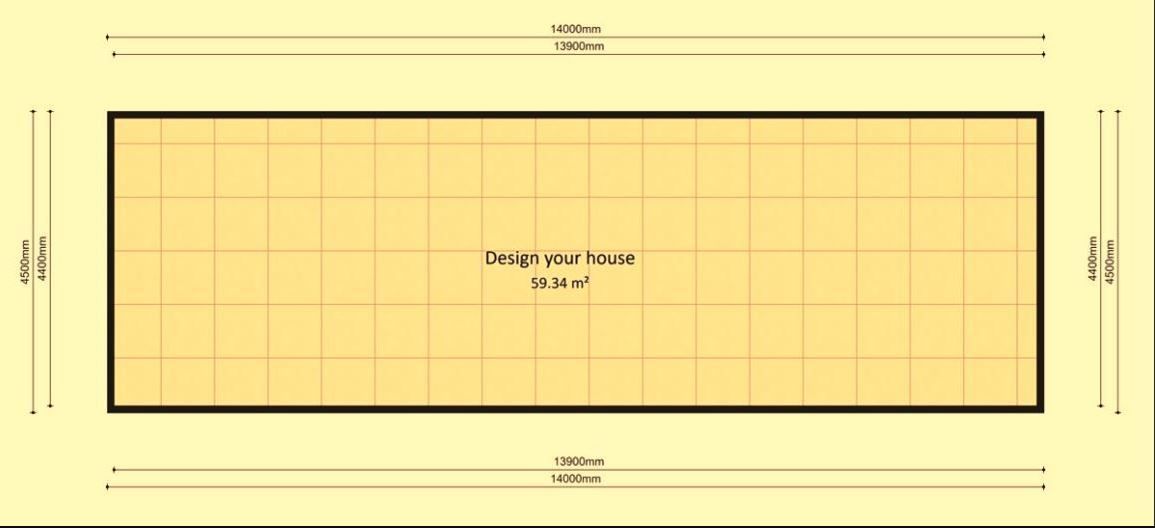 Dom Modułowy ZEUS 4.5m x 14m Wariant S - Plan z wymiarami Dom Modułowy ZEUS 4.5m x 14m Wariant S - Plan z wymiarami